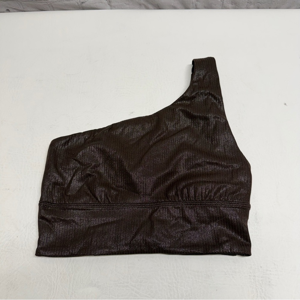 Lululemon Athletica Chocolate Brown one sleeve crop top size 2